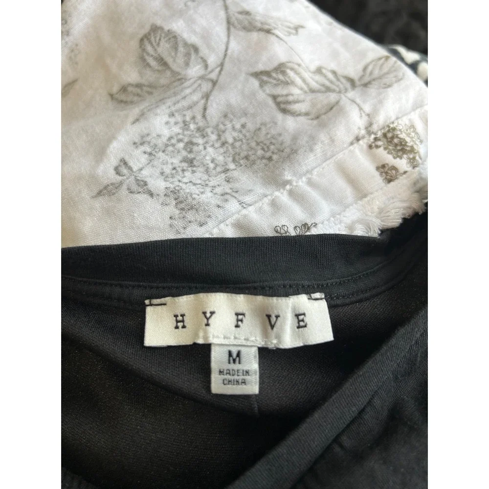 Hyfve Womens Black Bubble Hem Batwing Short Sleeve Cropped Top Size M - Picture 5 of 7